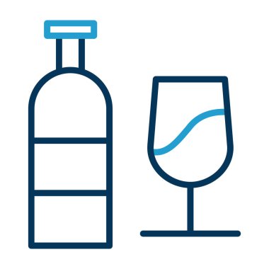 şarap cam ikonu vektör ince çizgi