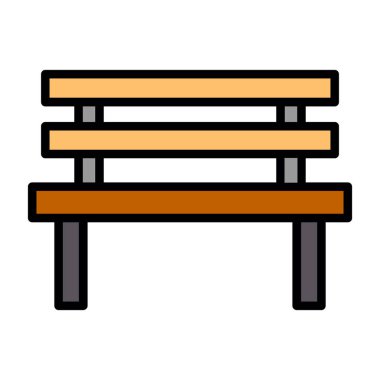 Tahta bank ikonu. kenar kenar kenar kenar vektör rengi düz izole