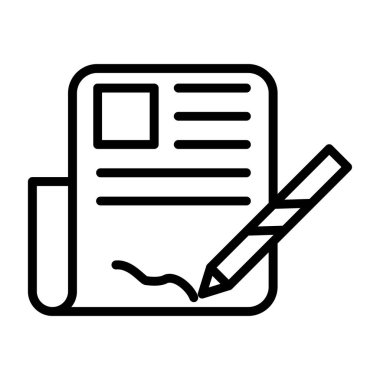 Sözleşme ve kalem ağı simgesi, vektör illüstrasyonu