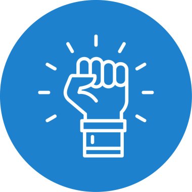 Çember vektör simgesi olan yumruk. Ana hatlarıyla düz tasarım. Renk arkaplanı, vektör üzerinde izole.