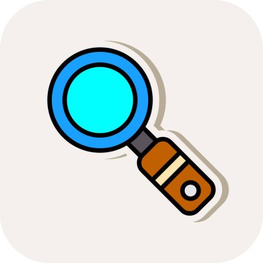 Büyütme cam simgesi renk ana hatları vektörü 