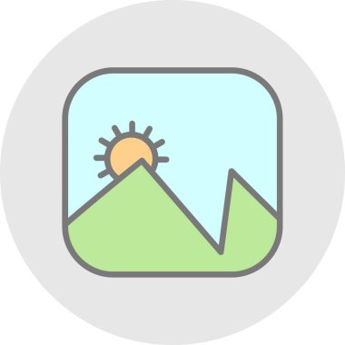 Güneşli ve dağlı dağın vektör çizimi