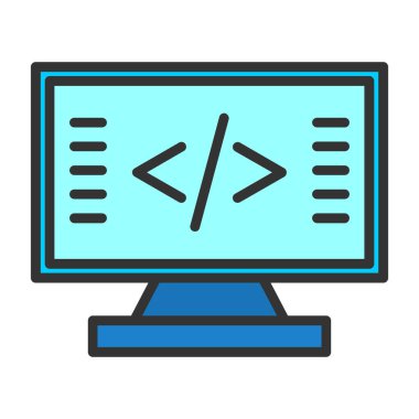 Kodlama simgesinin vektör illüstrasyonu 