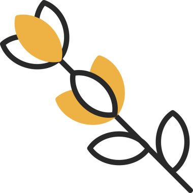 Çiçekli dal, illüstrasyon, beyaz arkaplanda vektör.