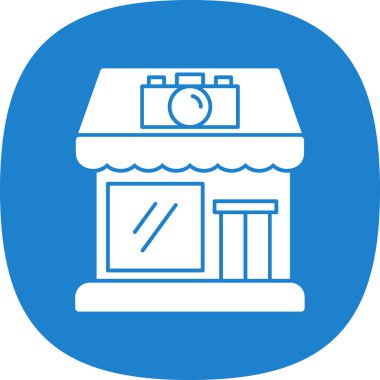 Kamera dükkanı simgesi, basit vektör illüstrasyon tasarımı