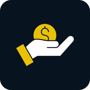 el ve sikke vektörü düz renk çizgisi simgesi.