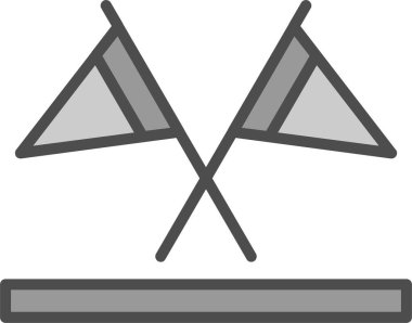 İki çapraz bayrak simgesi, vektör illüstrasyonu