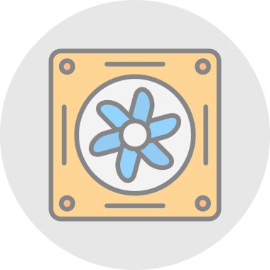 Soğutucunun vektör çizimi. Havalandırma fan çizimi, pictogram