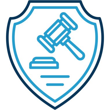 Çekiç simgesi ve vektör illüstrasyonlu kalkan