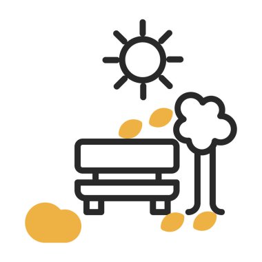 Güneş çizgisi ve ikonu olan bulutlar, hava tahmini ve güneş konsepti, beyaz zemin üzerindeki güneş hava tabelası, güneş ve hava durumu ikonu.