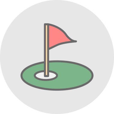 Golf sahası ikonu. Bayrak deliğinde. Vektör izole illüstrasyonu 