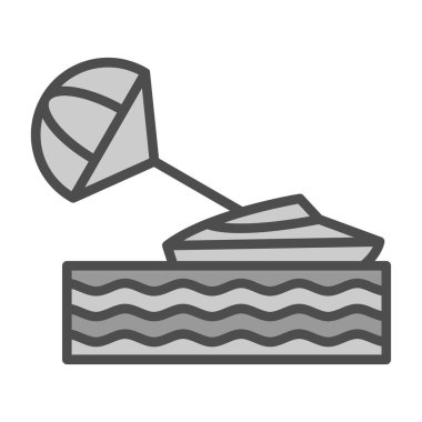 Tekne ve deniz dalgası ikonu. vektör