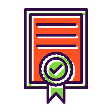 Sertifika simgesi, eğitim konsepti, vektör illüstrasyonu