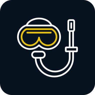 Dalış maskesi ve şnorkel simgesi beyaz arkaplanda izole edilmiş. Spor müsabakası Su altı ekipmanları. Renkli taslak konsepti. vektör