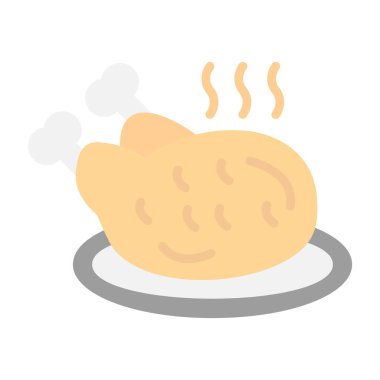 Kızarmış tavuk simgesi, vektör çizimi basit tasarım