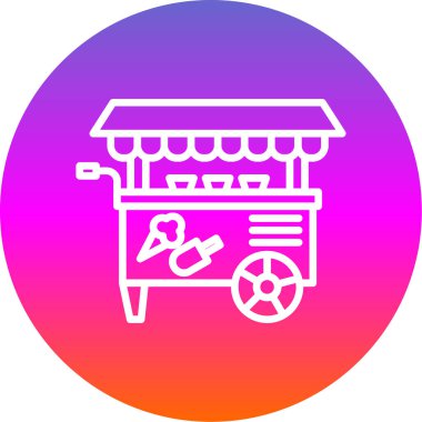 Basit dondurma arabası simgesi, vektör illüstrasyonu