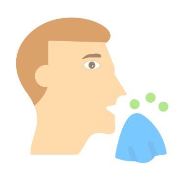 Adam duman vektörü simgesini üflüyor