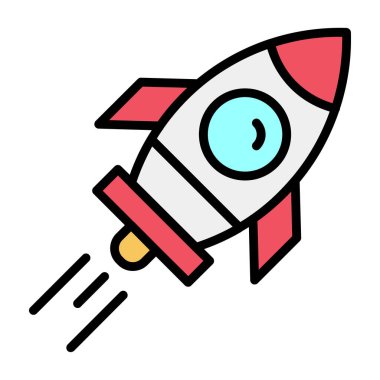 Roket gemi simgesi, vektör çizimi basit tasarım