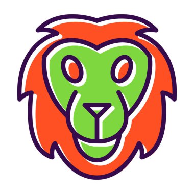 Aslan başı simgesi, vektör illüstrasyonu basit tasarım