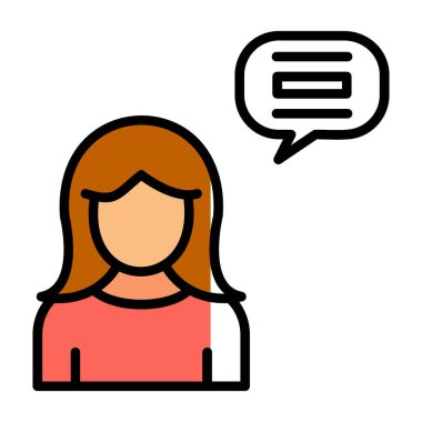 Konuşma balonu vektör çizimi olan kadın