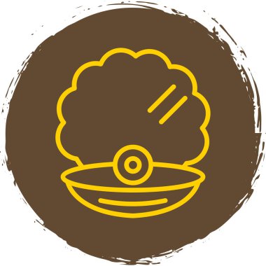 Kabuk kabuğu simgesinde inci, vektör illüstrasyonu