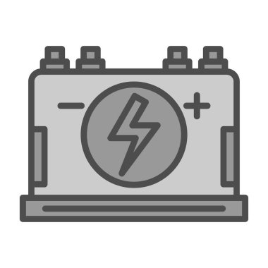 Şimşek simgesi ve vektör illüstrasyonlu elektrik bataryası