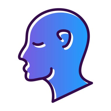 İnsan kafa ikonu vektörü. İnce çizgi işareti. izole edilmiş sınır sembolü çizimi