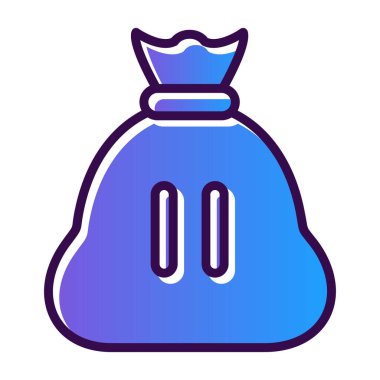 Para çantası ikonu. Mavi gradyan dizaynlı ince çizgi. vektör izole çizimi