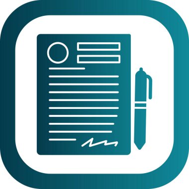 Sözleşme ve kalem düzlüğü simgesi, vektör illüstrasyonu