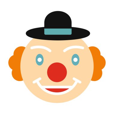 Palyaço düz simgesi, vektör, illüstrasyon