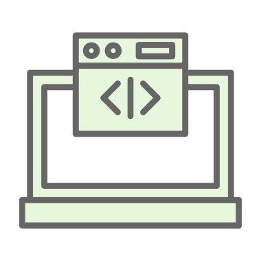 Web kodlama simgesi. düz tasarım biçimi 