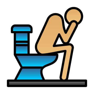 Tuvalet simgesi olan erkekler tuvaleti. insan ve kase vektör ikonu ile karikatür illüstrasyonu ağ için izole