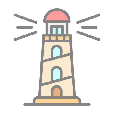 Deniz feneri. Web simgesi basit illüstrasyon