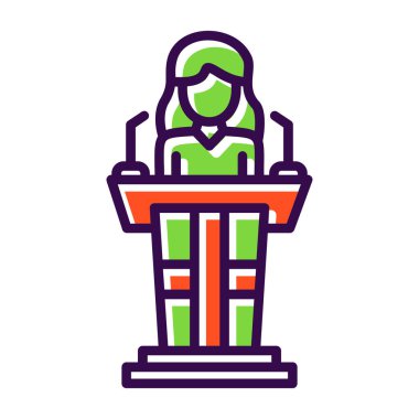 Podyum ve sandalye vektör illüstrasyon tasarımlı kadın