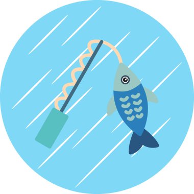 balıkçılık simgesi vektör taslağı çizimi 