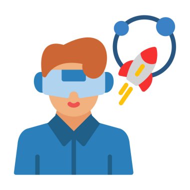 Sanal gerçeklik kulaklığı olan genç adam vektör çizimi tasarımı