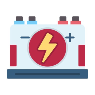 Şimşek simgesi ve vektör illüstrasyonlu elektrik bataryası