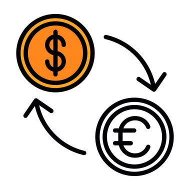 Para birimi renk simgesi, vektör illüstrasyonu basit tasarım