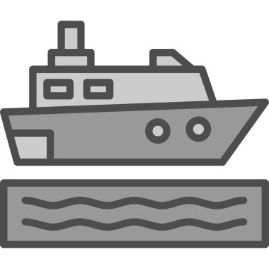 Geri ve beyaz Cruise gemi vektör çizimi basit tasarım