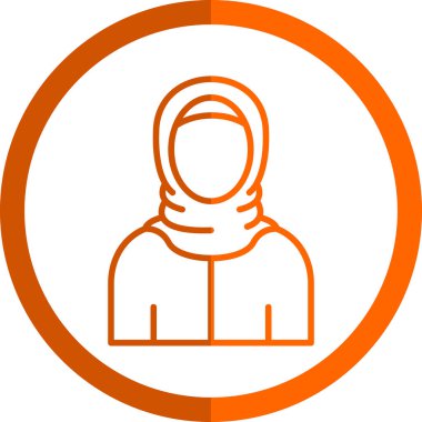 Eşarp simgesi, avatar, vektör illüstrasyon tasarımı olan Müslüman kadın 
