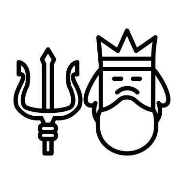 Poseidon simgesi. Mitoloji ikonu elementi. Web sitesi tasarımı ve geliştirilmesi için ince çizgi simgesi