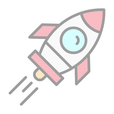 Roket gemi simgesi, vektör çizimi basit tasarım