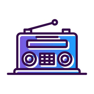 Retro radyo ikonu. Basit vektör illüstrasyonu