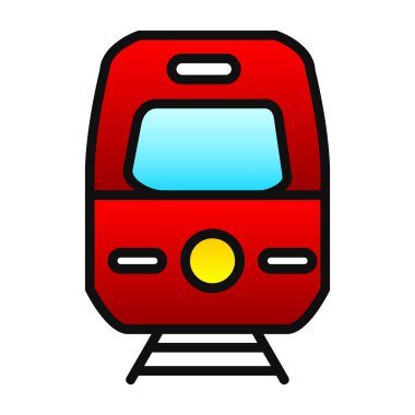 Kırmızı tramvay ikonu. Kırmızı renk vektör simgesinin basit biçimi.