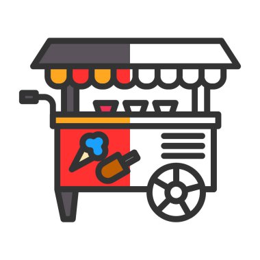 Basit dondurma arabası simgesi, vektör illüstrasyonu