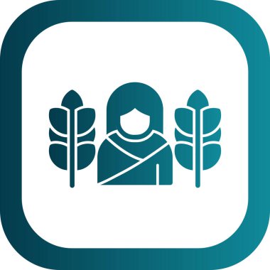 Çiçek ikonu vektör illüstrasyonlu kadın