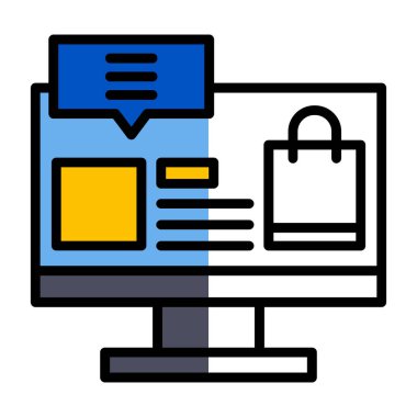 çevrimiçi alışveriş simgesi, vektör illüstrasyonu