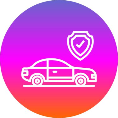 Araba sigortası web simgesi beyaz üzerine basit bir illüstrasyon