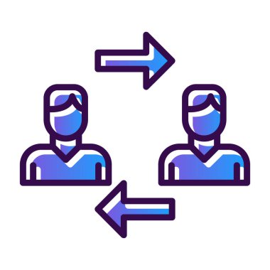 Beyaz arka planda iki kişi vektör çizgisi simgesi izole edildi. Web, uygulama veya uygulama için iki kişi simgesi.