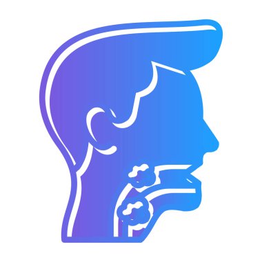 Erkek boğaz ikonu. Gırtlak kanseri vektör logosunun ağ için düz çizimi 